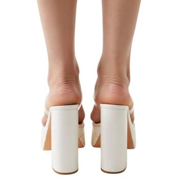 NEW Forever 21 Clear-Vamp Stacked Platform Heels in White/Ivory, 7.5 Sandals - Picture 4 of 12